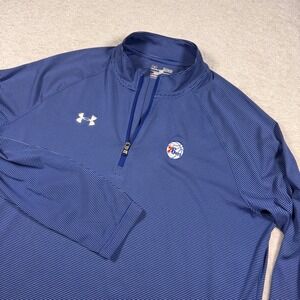Under Armour Men's XL Blue Philadelphia 76ers HeatGear Quarter Zip Pullover
